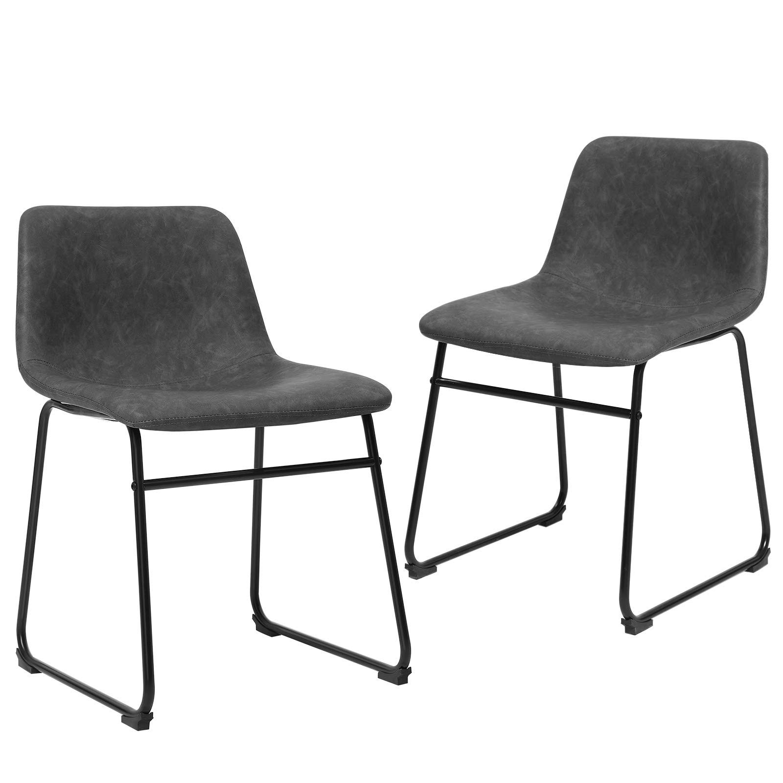 SONGMICS Set of 2 Dining Chairs with Metal Legs, 29.9 inchh, Retro Black