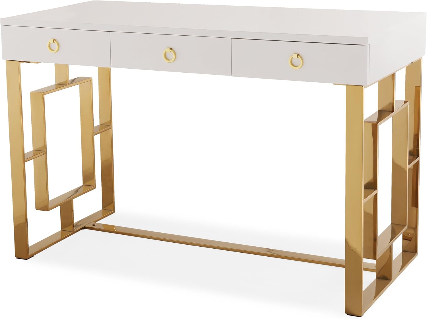 Tov Furniture Audrey Collection Lacquer, 3 Drawer Desk, White