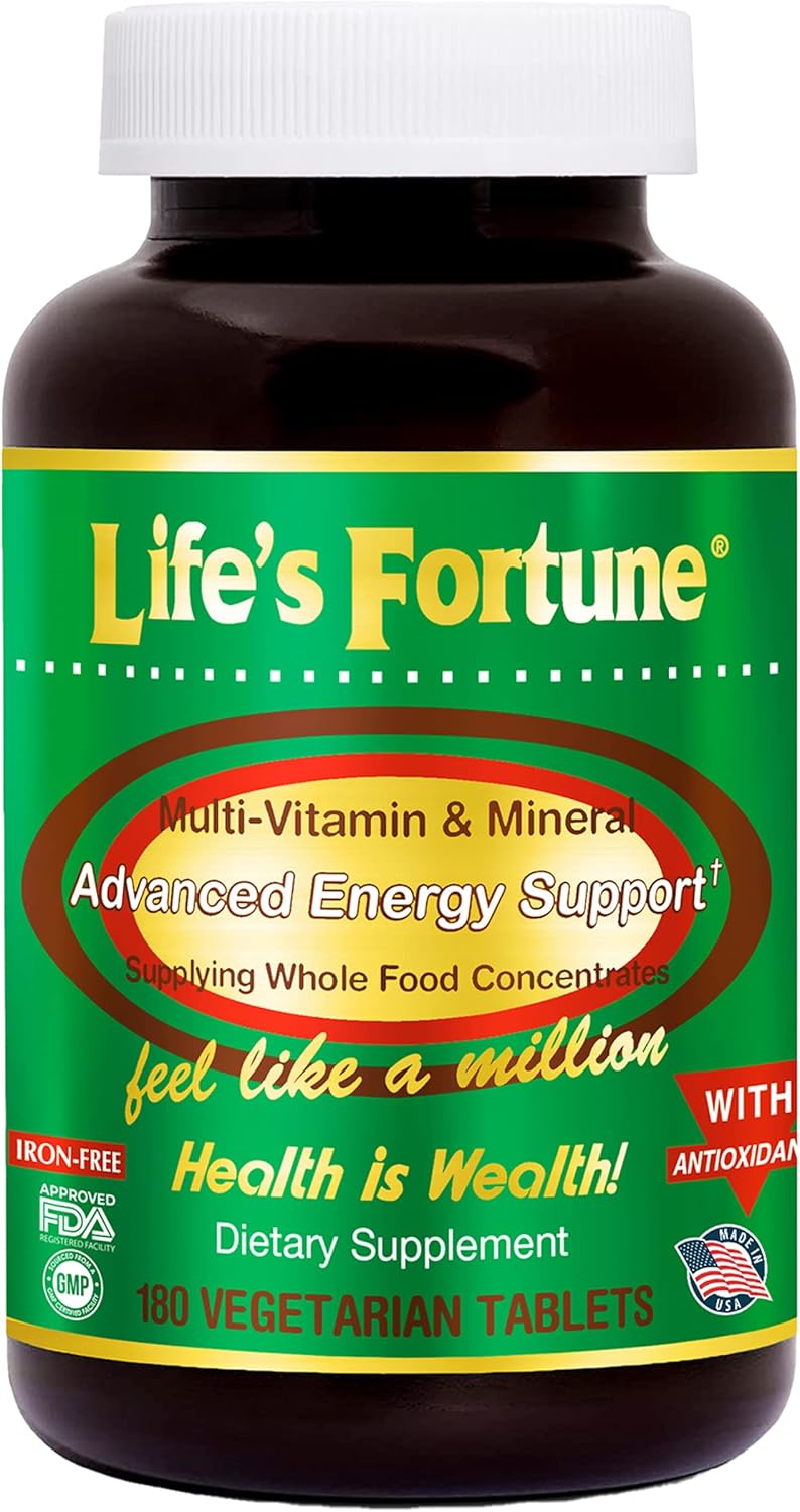 Life's Fortune Multivitamin & Mineral 180 Tablets, All Natural Energy Source Supplying Whole Food Concentrates, Antioxidants, Amino Acids, Enzymes, Trace Minerals & More Pack of 2