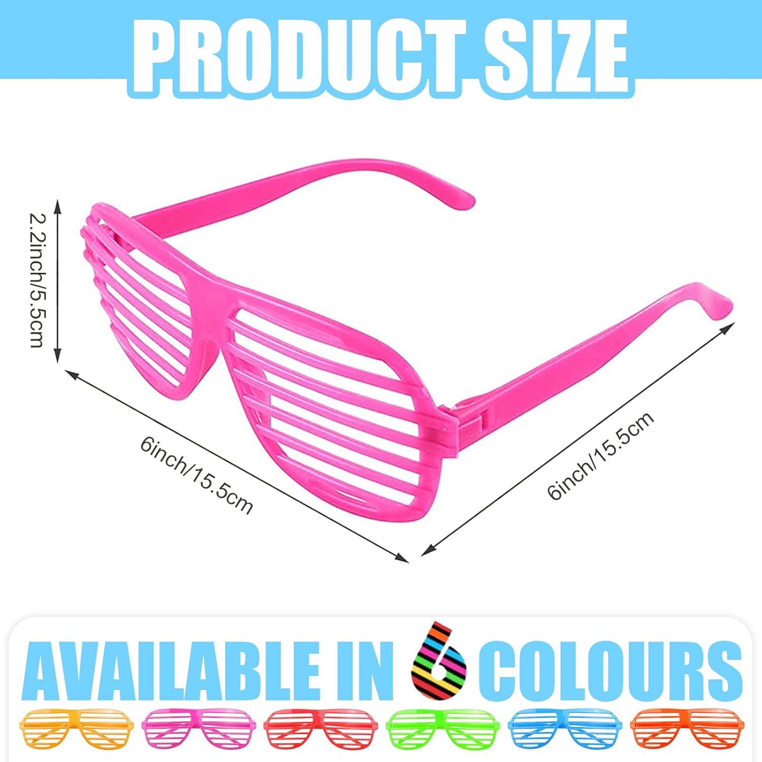 12 Packs Plastic Shutter Shades Glasses,Sunglasses Eyewear Party Props,Novelty Glasses for Kids Party Favors,Classroom Exchange Prizes Supplies,Masquerade Cosplay(6 Colors)