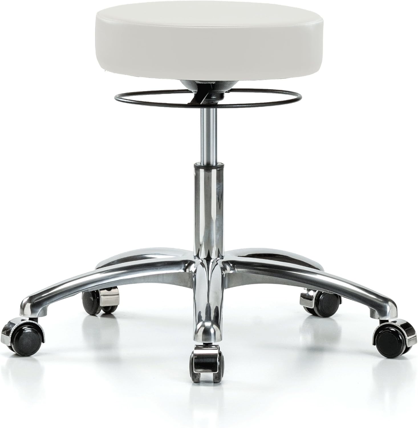 Perch Chrome Stella Rolling Height Adjustable Salon & Spa Stool for Hardwood or Tile | Desk Height 18.5-24 Inches | 300-Pound Weight Capacity | 12 Year Warranty (Cinder Fabric)