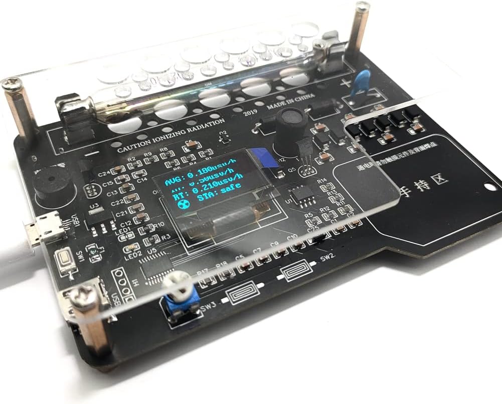 Geevorks Geiger Counter Nuclear Radiation Detector,Assembled DIY Geiger Counter Kit with OLED Display Screen,Module Nuclear Radiation Detector X γ β-rays Iodine 131 Detecting Pack of 2