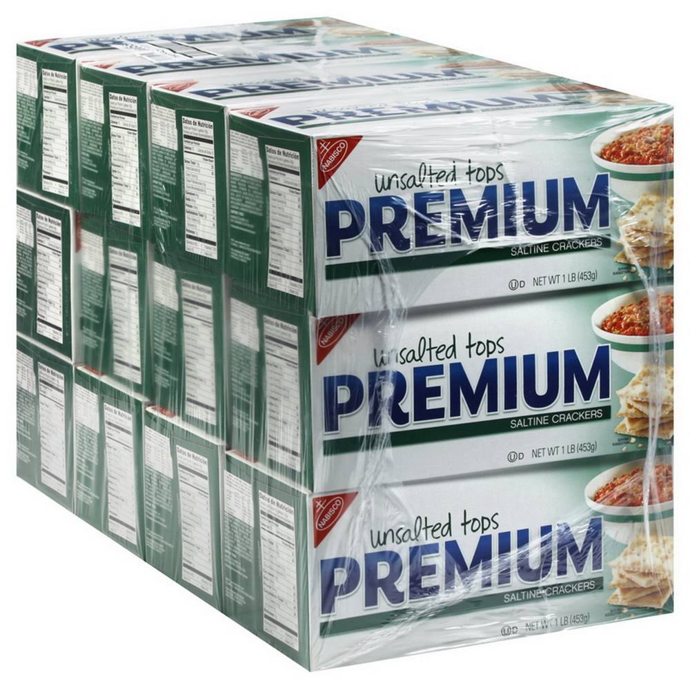 12 Packs : Premium Saltine Crackers - Unsalted Tops 16 oz