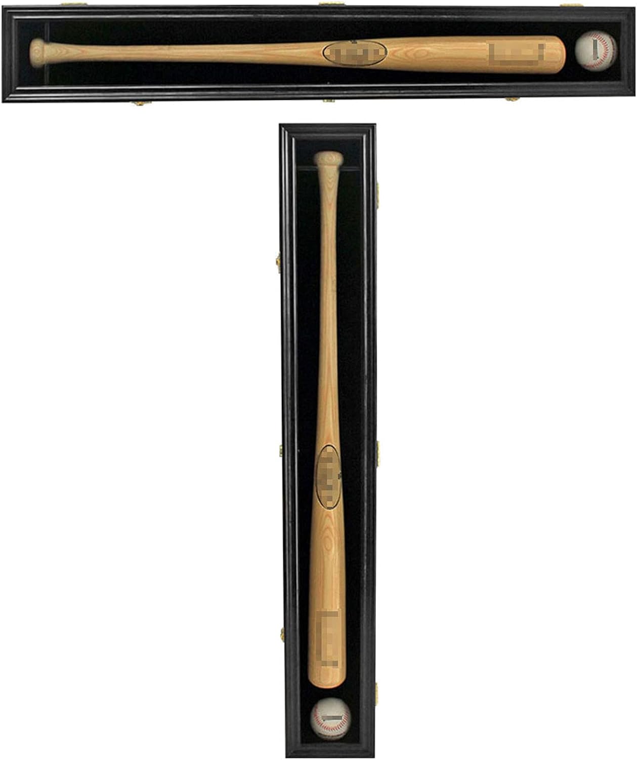 DisplayGifts Baseball Bat Display Case Wall Mount Rack Cabinet Holder 98% Clear Anti Fade UV Protection with Lock, Vertical or Horizontal Pack of 2