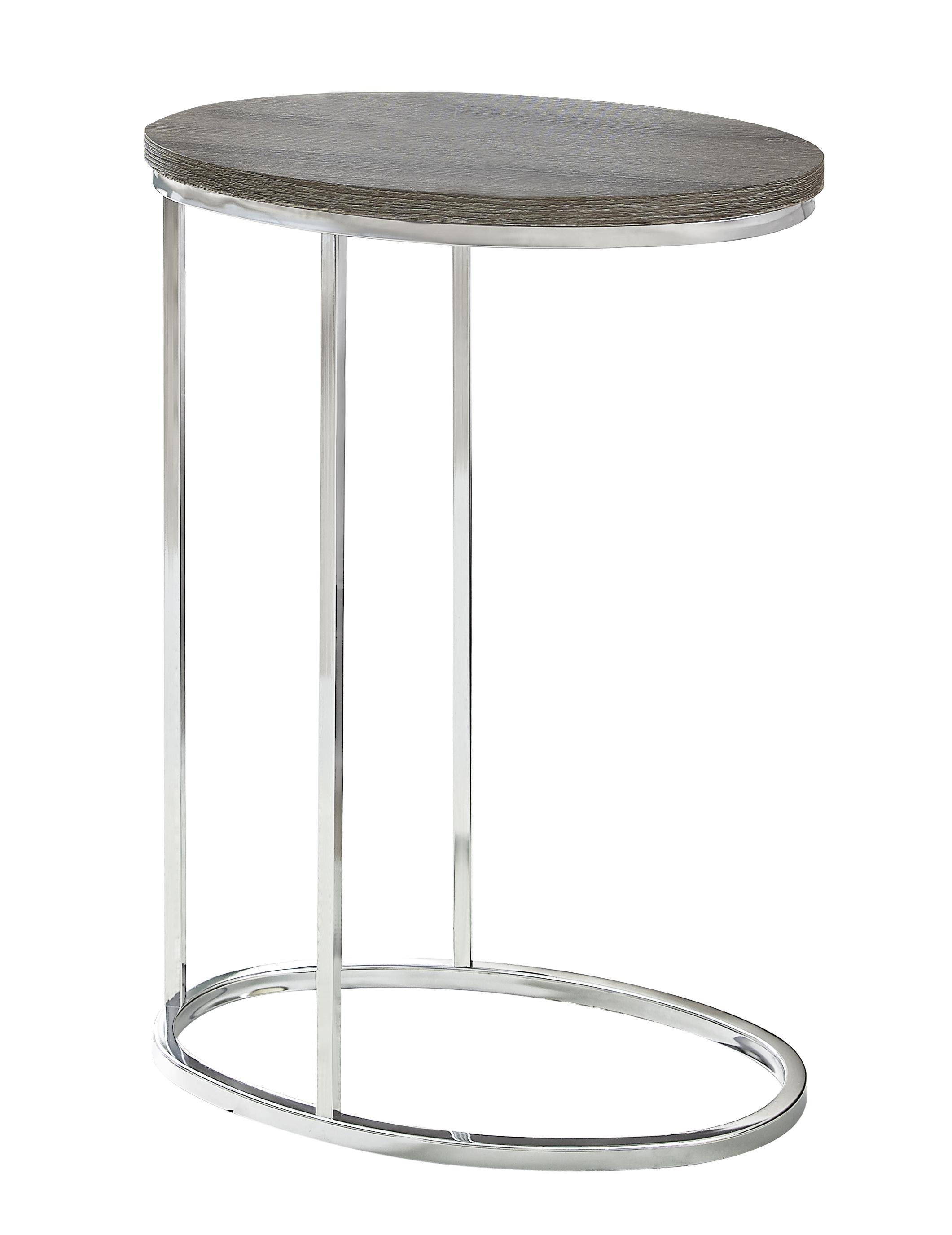 Monarch Accent Table Oval / Dark Taupe With Chrome Metal, Silver