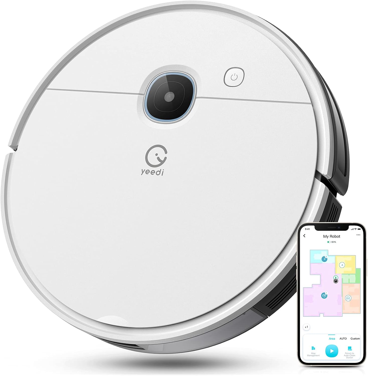 yeedi vac Robot Vacuum, Compatible with Self-Empty Station and Mopping Modular, 3000Pa Suction Power, Carpet Detection, Smart Visual Mapping & Navigation, Editable Home Map, Virtual Boundary