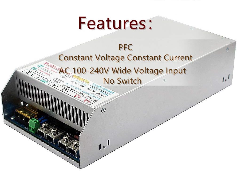 JINGMAIDA Switching Power Supply 1800W 110-240V AC to DC Power Supply 48V 37.5Amp with PFC for CCTV, Radio, Computer Project, LED Strip Lights, 3D PrinterC