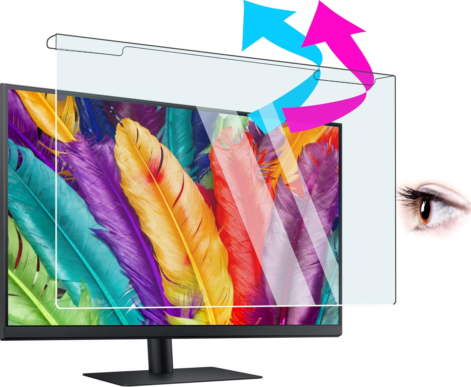 GHY 27 Inch(Diagonal) Blue Screen Protector for Computer,(W*H 24 1/8 * 14) Computer Screen Protector for Eyes Strain,Myopia,UV Protection,Anti Scratches for Desktop PC Monitor Screen Pack of 2