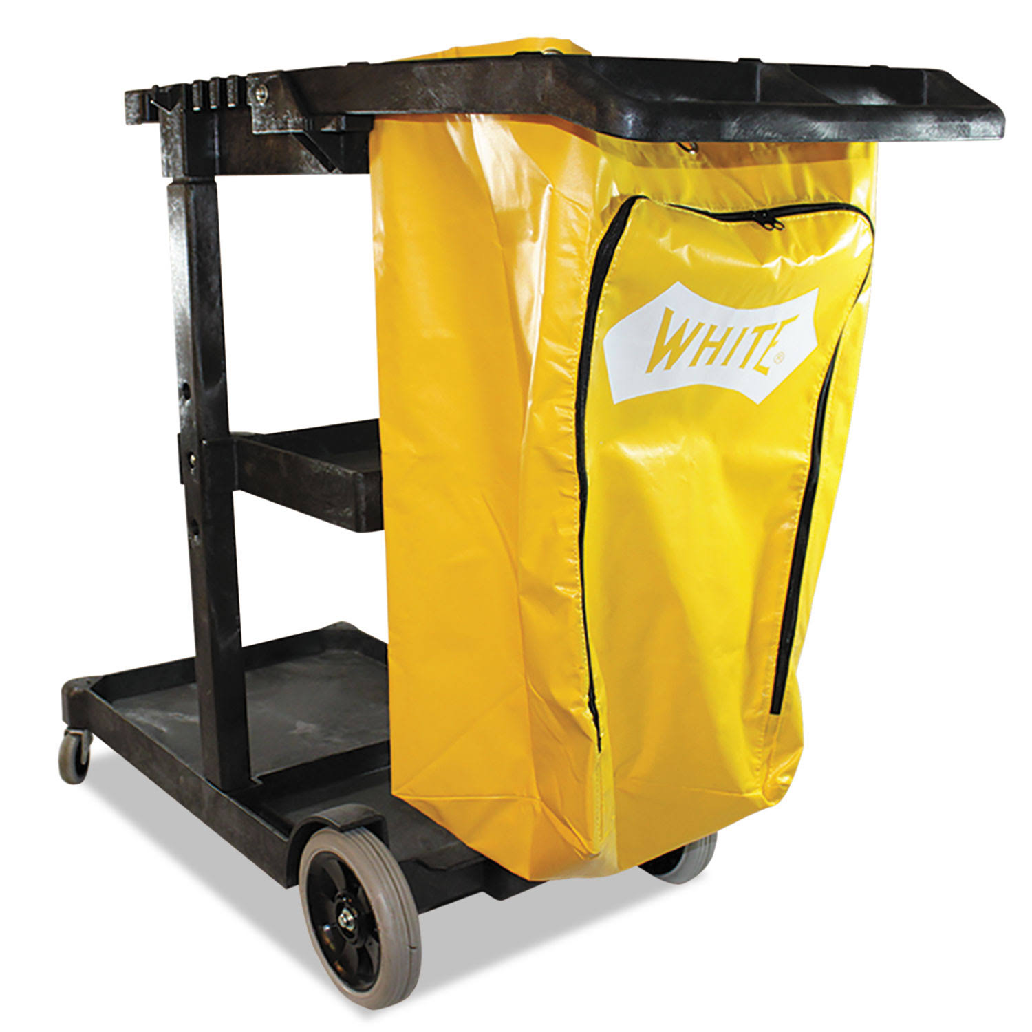 Impact Janitorial Cart, Three-Shelves, 20.5W x 48D x 38H, Yellow