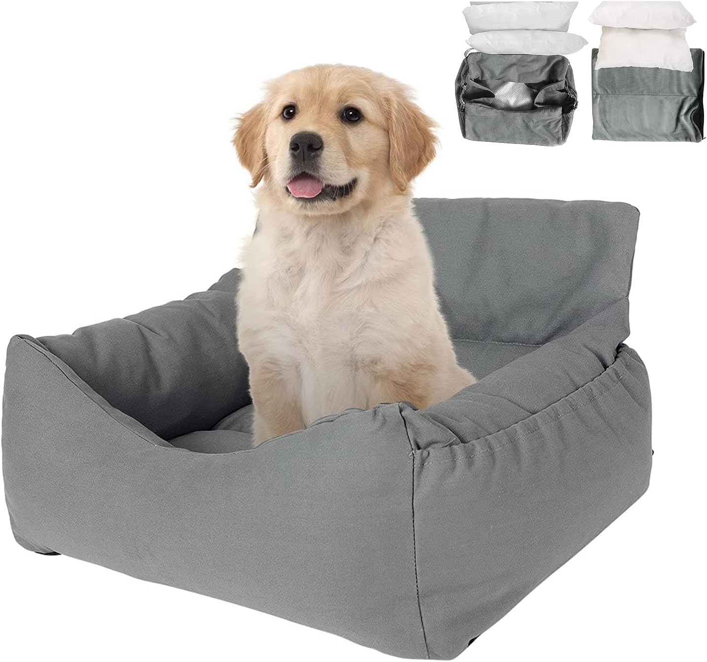 NIBESSER Dog Car Seat Pet Booster Seat for Small Medium Dogs Fully Detachable and Washable 2-in-1 Car Dog Bed with Storage Pocket Waterproof Non-Slip Pet Car Seat for Dogs Safe Comfortable