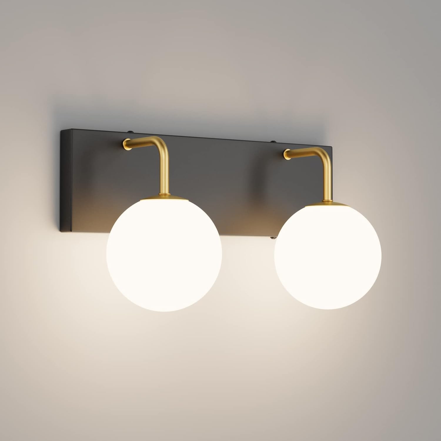 Tipace Vintage LED Crystal Vanity Light Black Gold Bathroom Vanity Lighting Fixtures 4 Lights Modern Bath Lighting