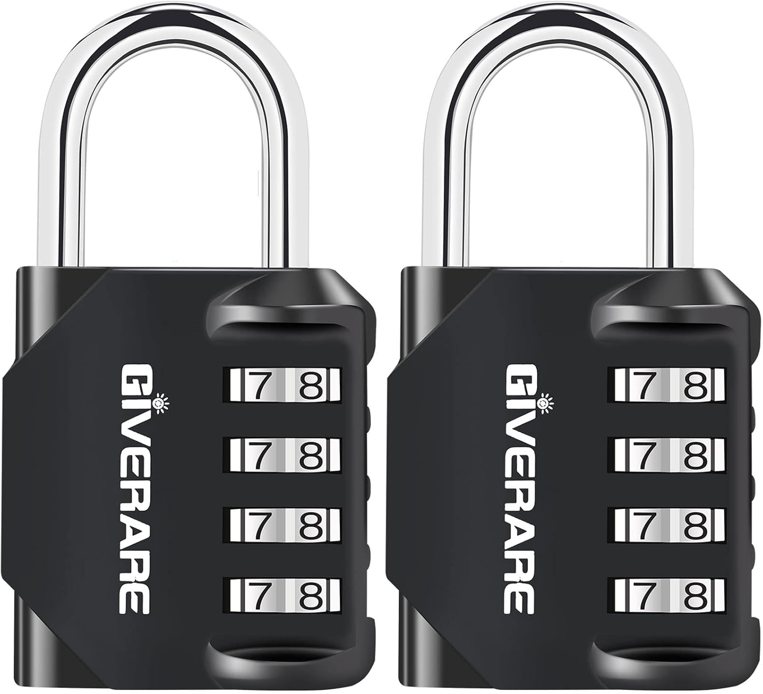 GIVERARE 2 Pack Combination Lock, 4-Digit Outdoor Waterproof Padlock, Keyless Resettable Zinc Alloy Locks for Gym, School, Employee Locker, Hasp, Fence, Storage, Chest, Gate, Cabinet, Toolbox