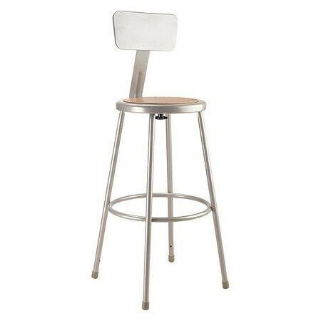 National Public Seating 6230B Round Stool with backrest, Height 30 inchGray,