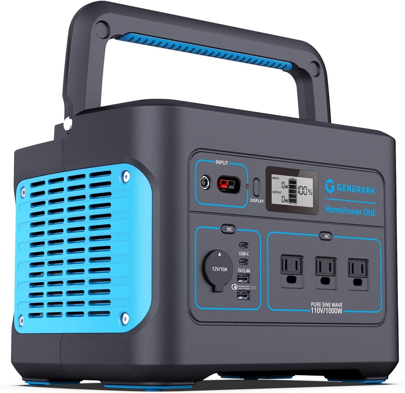 Generark HomePower ONE: Backup Battery Power Station For Homes, Emergency Power Supply. 1000W-2000W at 110V. Up To 7 Days of Backup Power. 8 Outlets. Easy Recharge. Portable Solar Generators.
