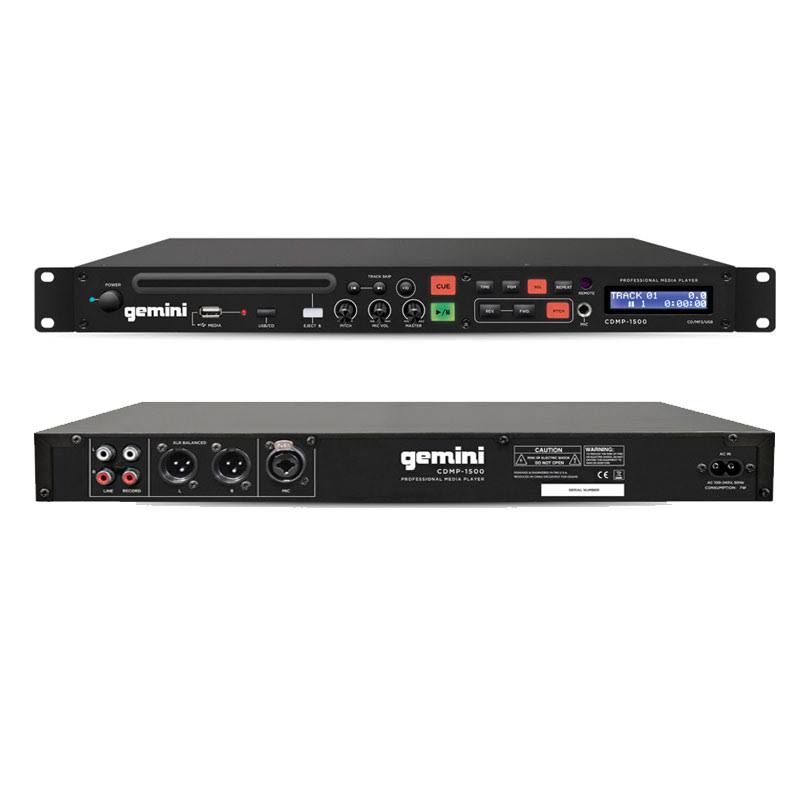 Gemini CDMP-1500 19-inch Professional 1U Rackmount Single CD/MP3/USB Player