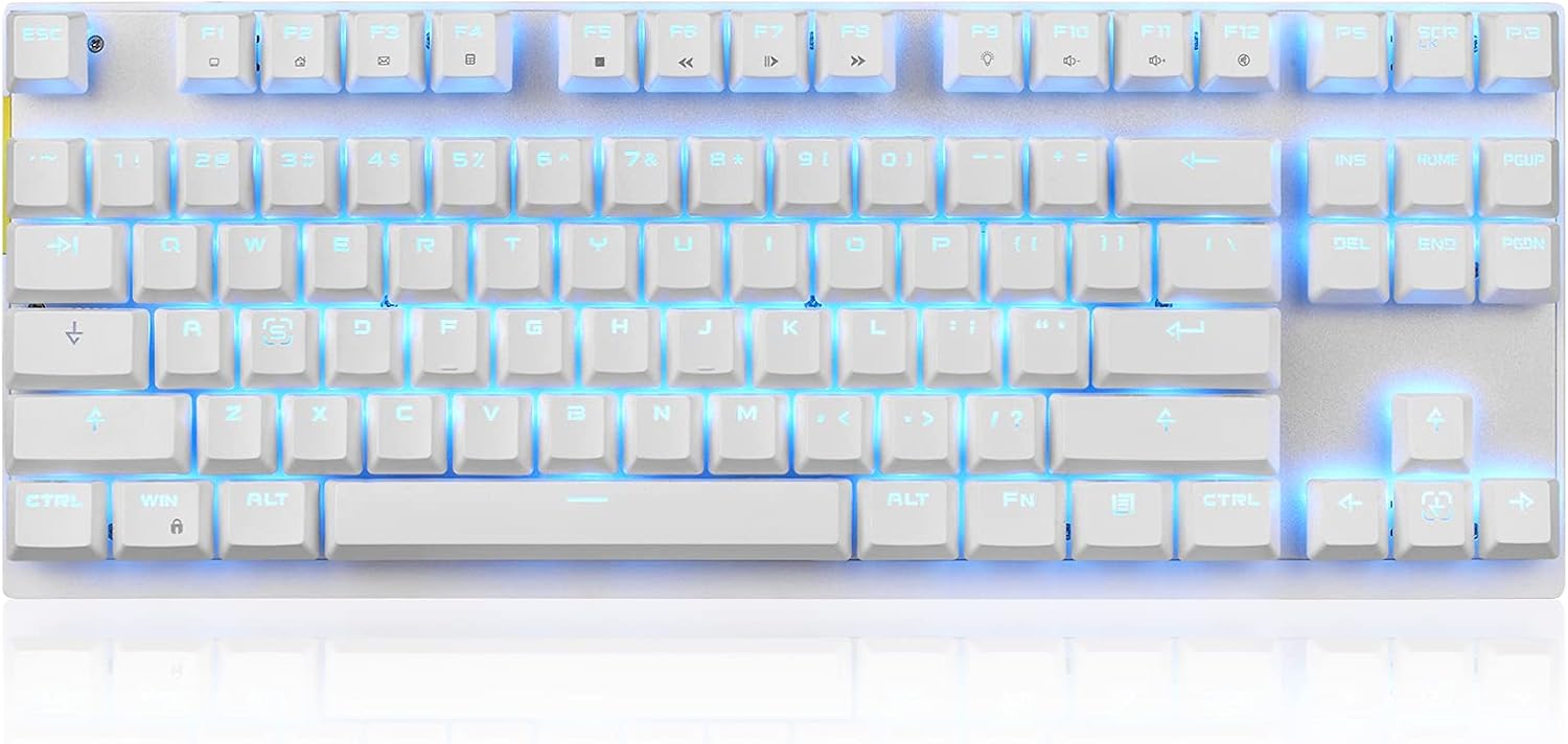 Motospeed Professional Gaming Mechanical Keyboard RGB Rainbow Backlit Compact 87 Keys Wired Gaming Keyboard for Windows Gaming PC(Red Switch) Pack of 2