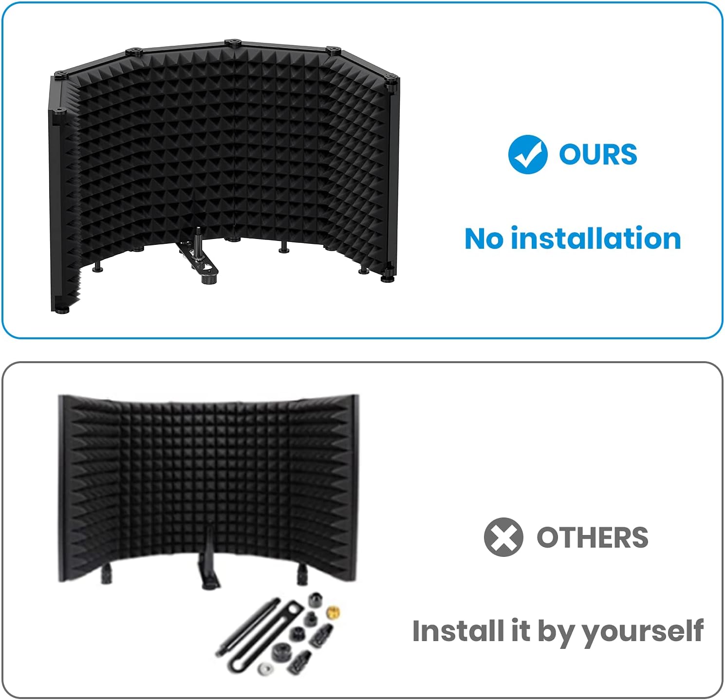 Moukey Microphone Isolation Shield, Acoustic Sound Shield With No Installation,3/8
