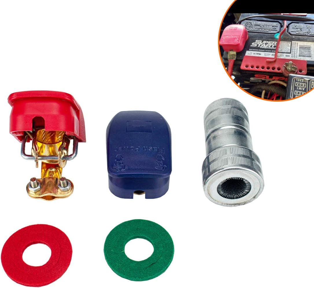 Battery Quick Release Connectors Battery Quick Disconnect Terminals with Cleaning Brush Protection Pad(Red & Black)