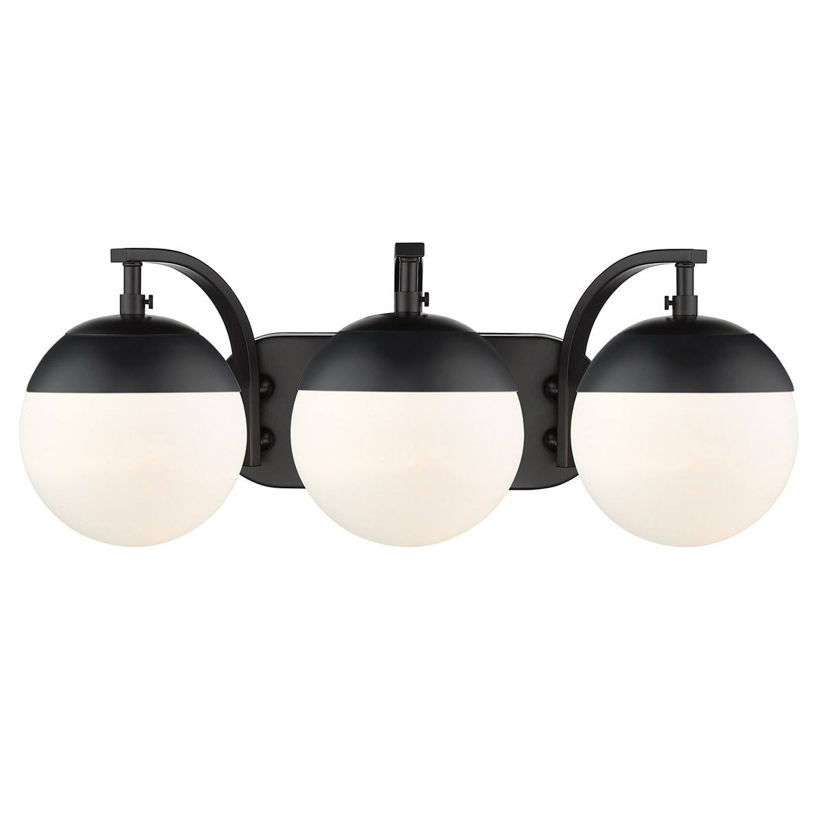 Golden Lighting 3218-BA3 AB-BLK Dixon 3 Light Bath Vanity with Opal Glass u0026 Black Cap Aged Brass