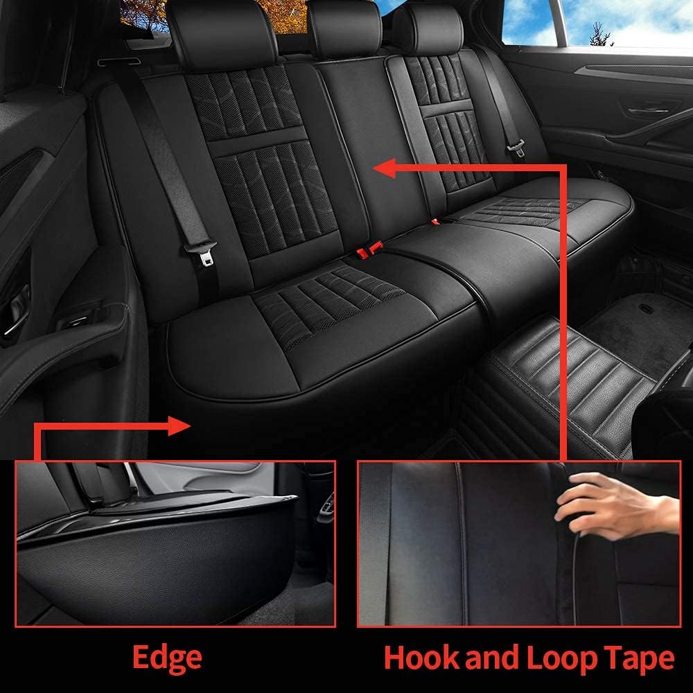 AOMSAZTO Custom Fit for Nissan Rogue 2008-2021 Faux Leather Car Seat Covers Full Set Compatible Airbag Rogue Seat Protector Comfortable and Breathable Black