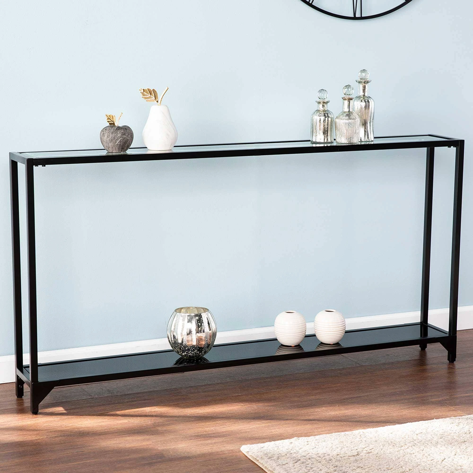Southern Enterprises Bergen Narrow Metal Console Table in Black