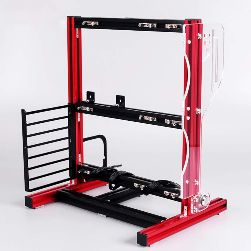 PUSOKEI M-ATX/ATX/ITX Motherboard Chassis DIY Set,Computer Aluminum Open Air Frame Chassis Case, Vertical Overclocking Open Aluminum Frame Chassis Rack,Good Heat Dissipation(Red)