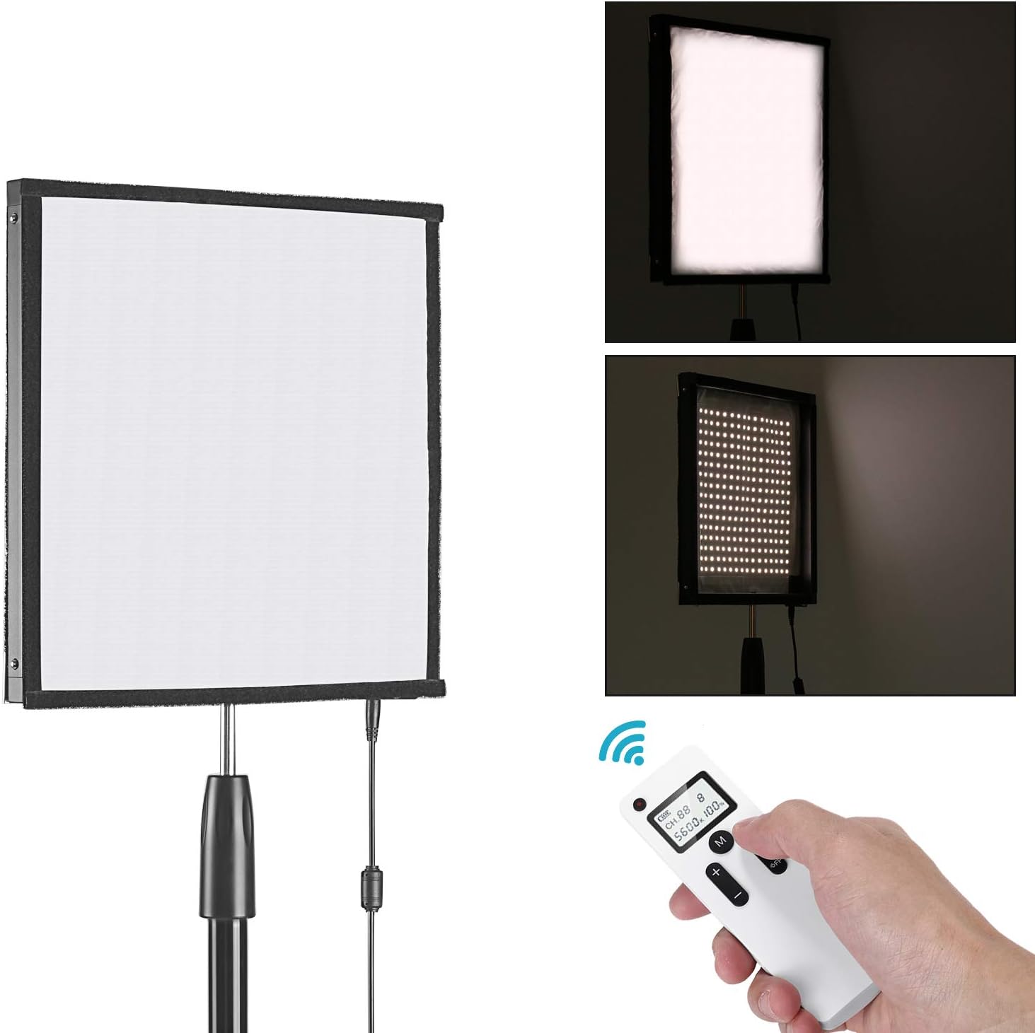 Neewer Foldable 256 LED Lighting Panel on Frabic, with 2.4G 11-Channel Remote Control and AC, for Video Photography, YouTube, Beauty Blogger Pack of 2