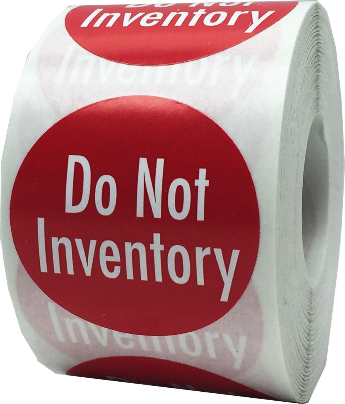 Do Not Inventory Labels Red with White 1.5 Inch Round Circle Dots 500 Adhesive Stickers On A Roll Pack of 2