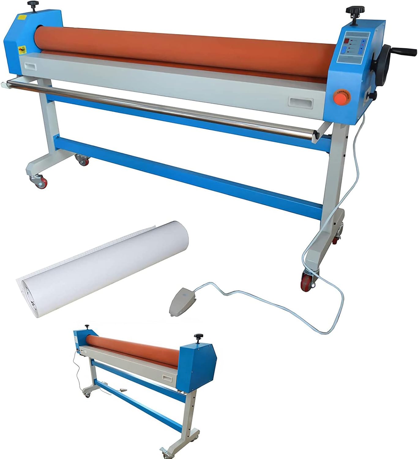 PreAsion Electric Manual Cold Laminator Machine 51Inch Automatic Large Vinyl Photo Film Cold Laminator Hand Crank Pressure Cold Roll Laminator with One Roll Cold Laminating Film for Home Office School