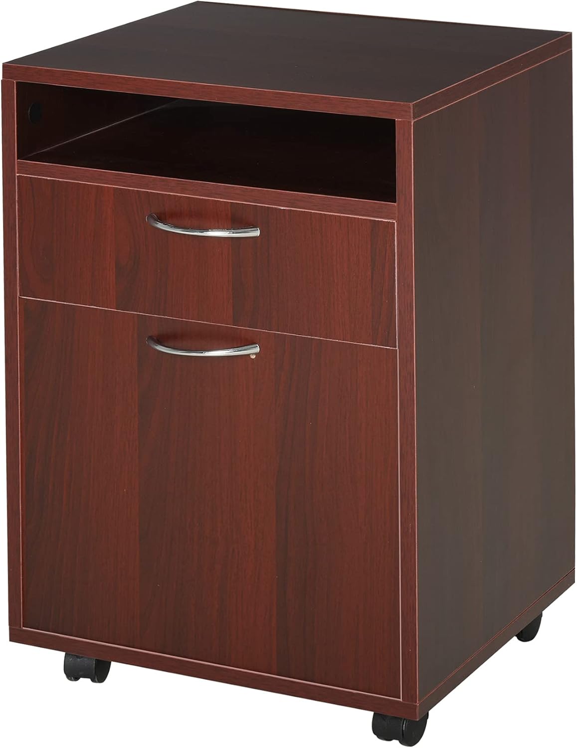 HOMCOM Mobile File Cabinet Organizer Home Office Filing Organizer with Castors, Lockable Drawer, Black Pack of 2