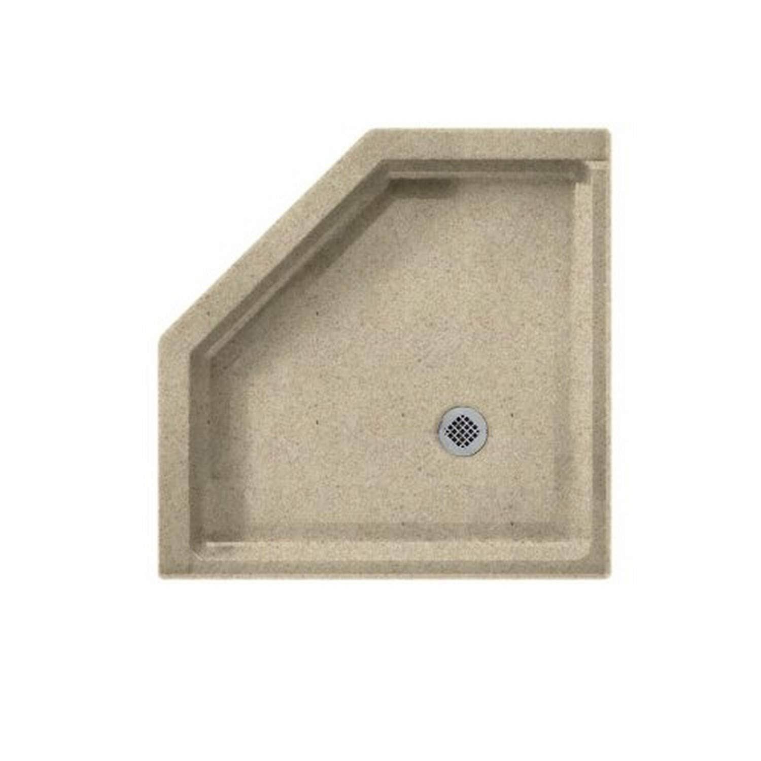 Swanstone SS-38NEO-122 Solid Surface Neo-Angle Shower Base, 38-in L x 38-in H x 5.5-in H, Prairie