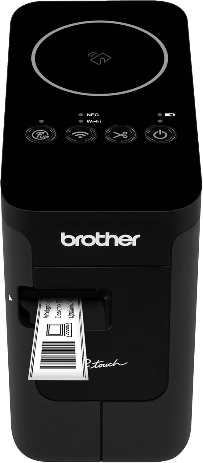 Brother P-touch, PTP750W, Wireless Label Maker, NFC Connectivity, USB Interface, Mobile Device Printing, Black