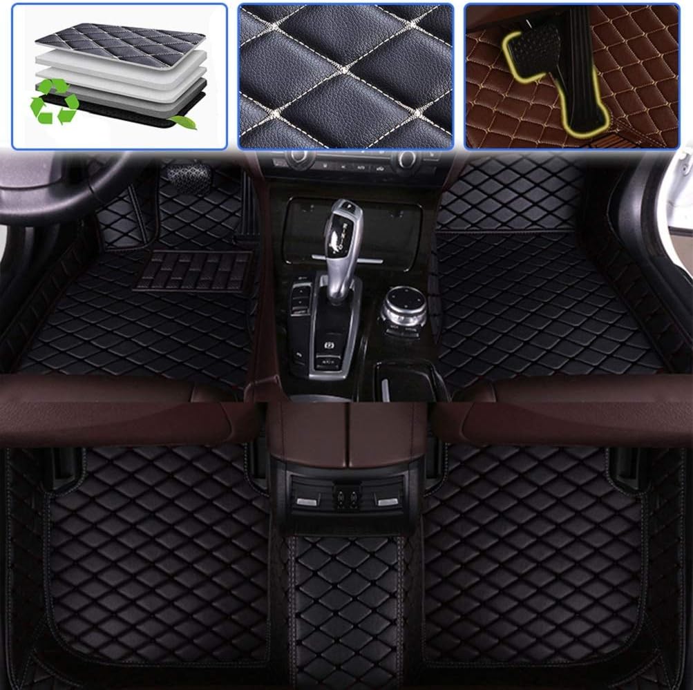SureKit Custom Car Floor Mats for VW Volkswagen Passat B7/B8 2011-2018 Luxury Leather Waterproof Anti-Skid Full Coverage Liner Front ＆ Rear Mat/Set (Black)