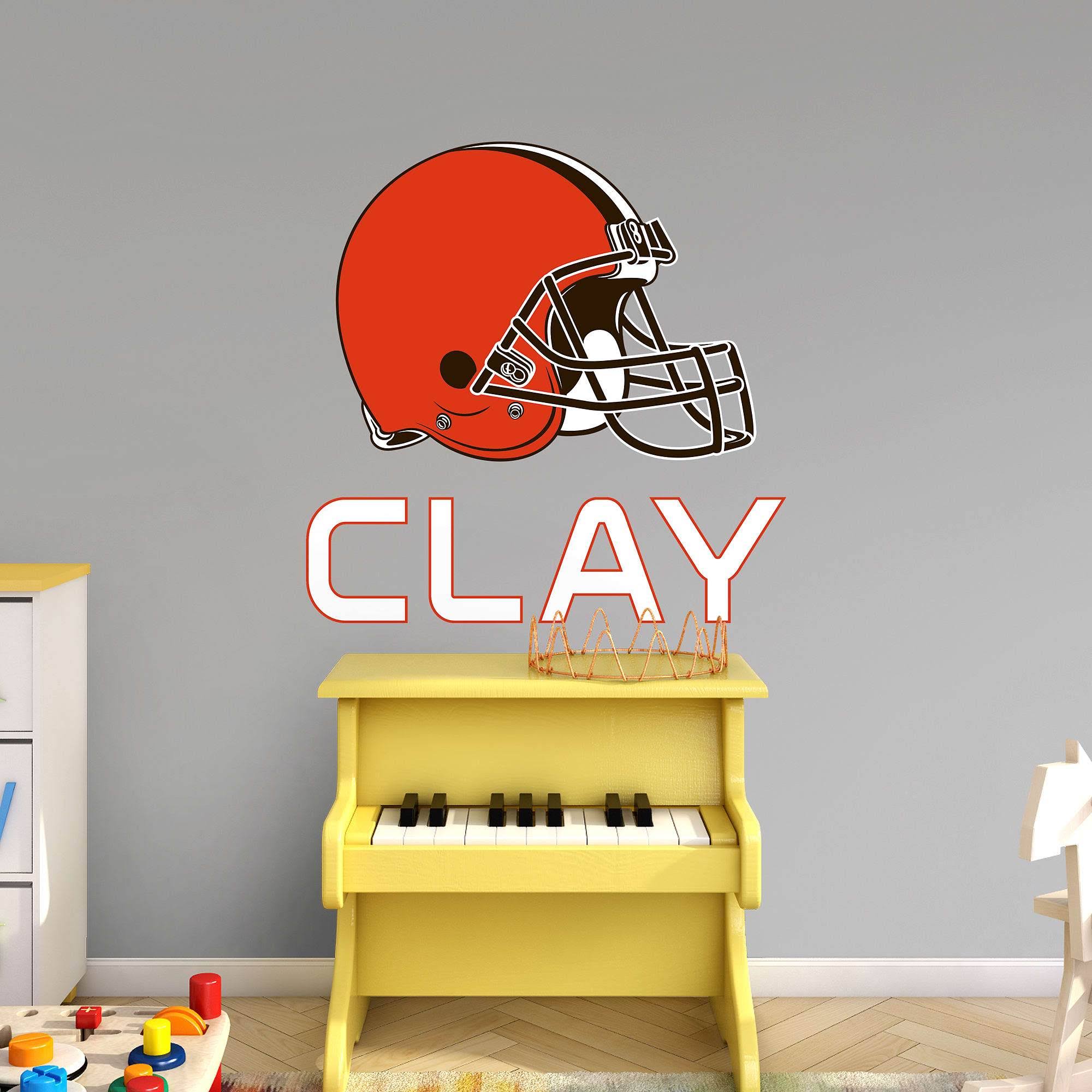 Cleveland Browns: Stacked Personalized Name - Officially Licensed NFL TRANSFER Wall Decal in Black (52x22W x 39.5x22H) by Fathea