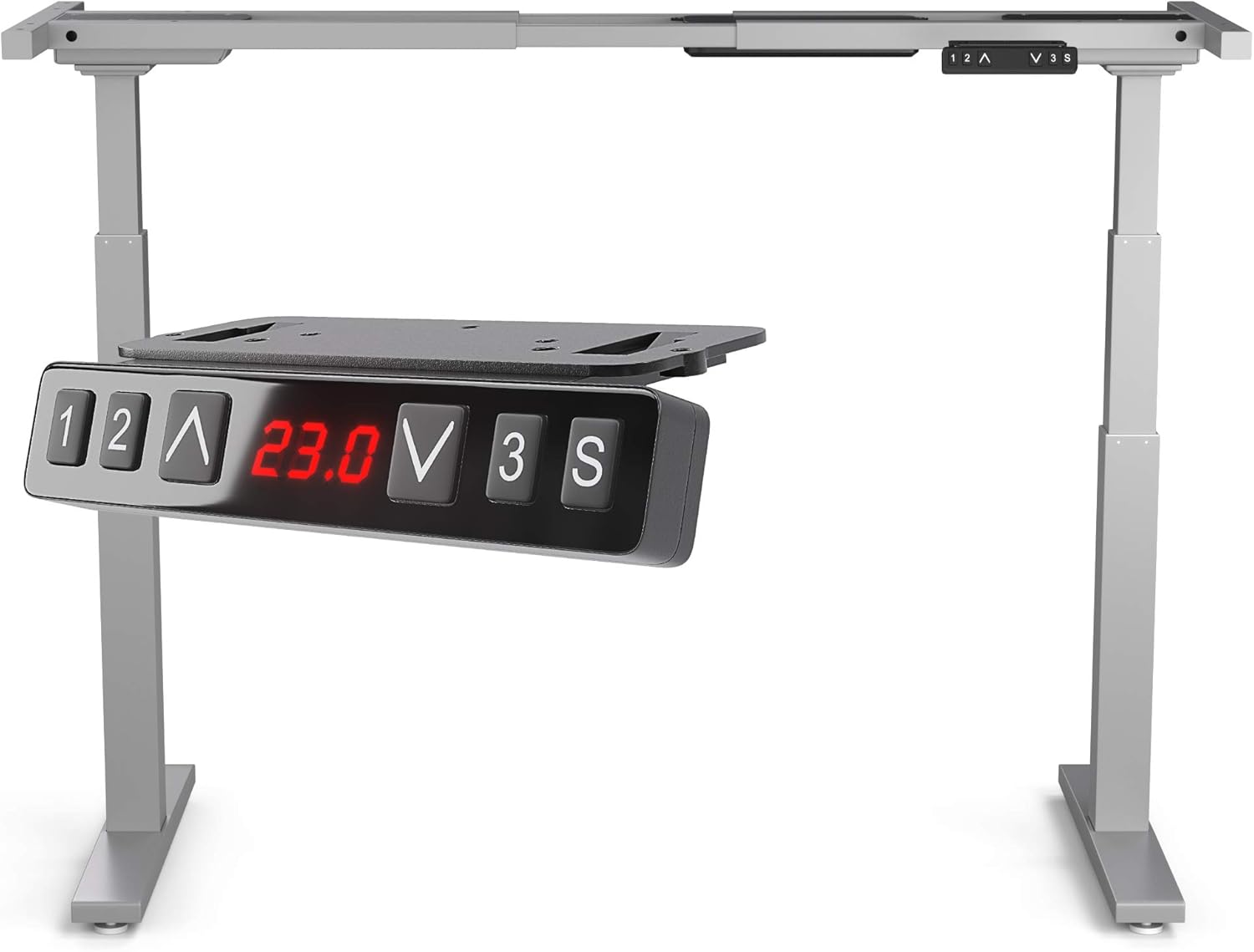 Direction Electric Height Adjustable Standup Desk Frame Only w/Dual Motor, Black/White/Silver Frame for Sit Stand Rising Desk w/LED Memory Keypad (White Frame)