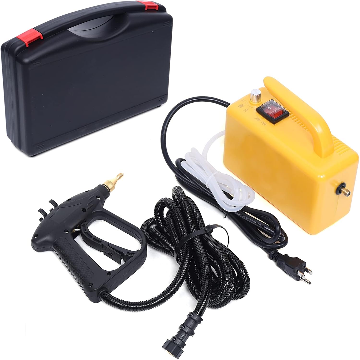 Multifunction Handheld Steam Cleaner, 1600W Electric High Pressure Steam Clean Mobile Cleaning Machine Power Steamer, High Temperature Portable Steam Cleaner for Furniture Car Household (Yellow)
