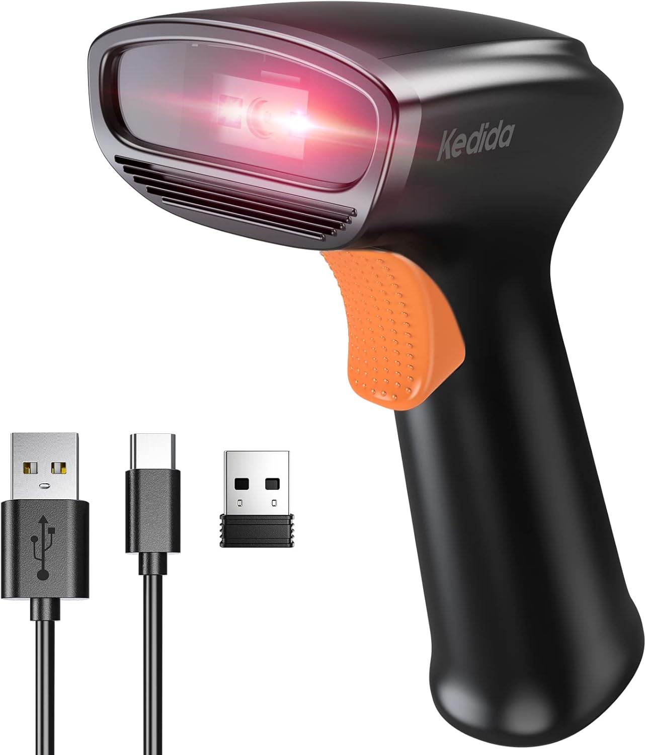 2D QR Bluetooth Barcode Scanner, Kedida 1D 2D Bar Code Scanner, 3-in-1 Bluetooth & 2.4GHz Wireless & USB Wired, 3000mAh Large Battery Handheld Reader Support Screen Scan Work with iOS Windows Android Pack of 2