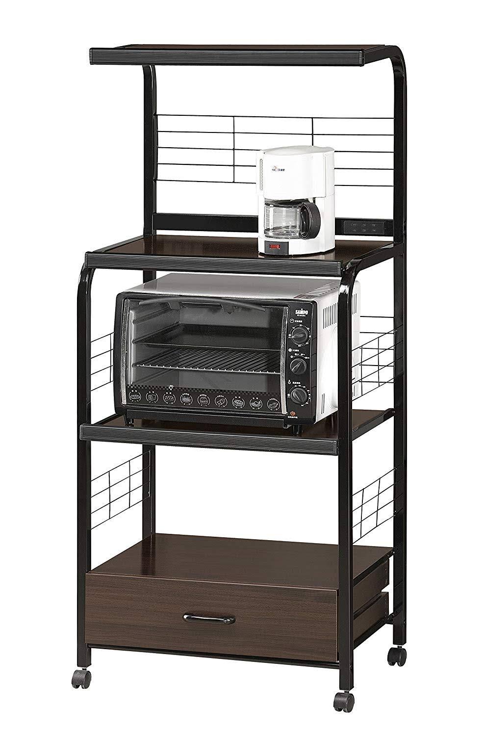Benzara - Wood and Metal Kitchen Cart on Casters, Brown and Black
