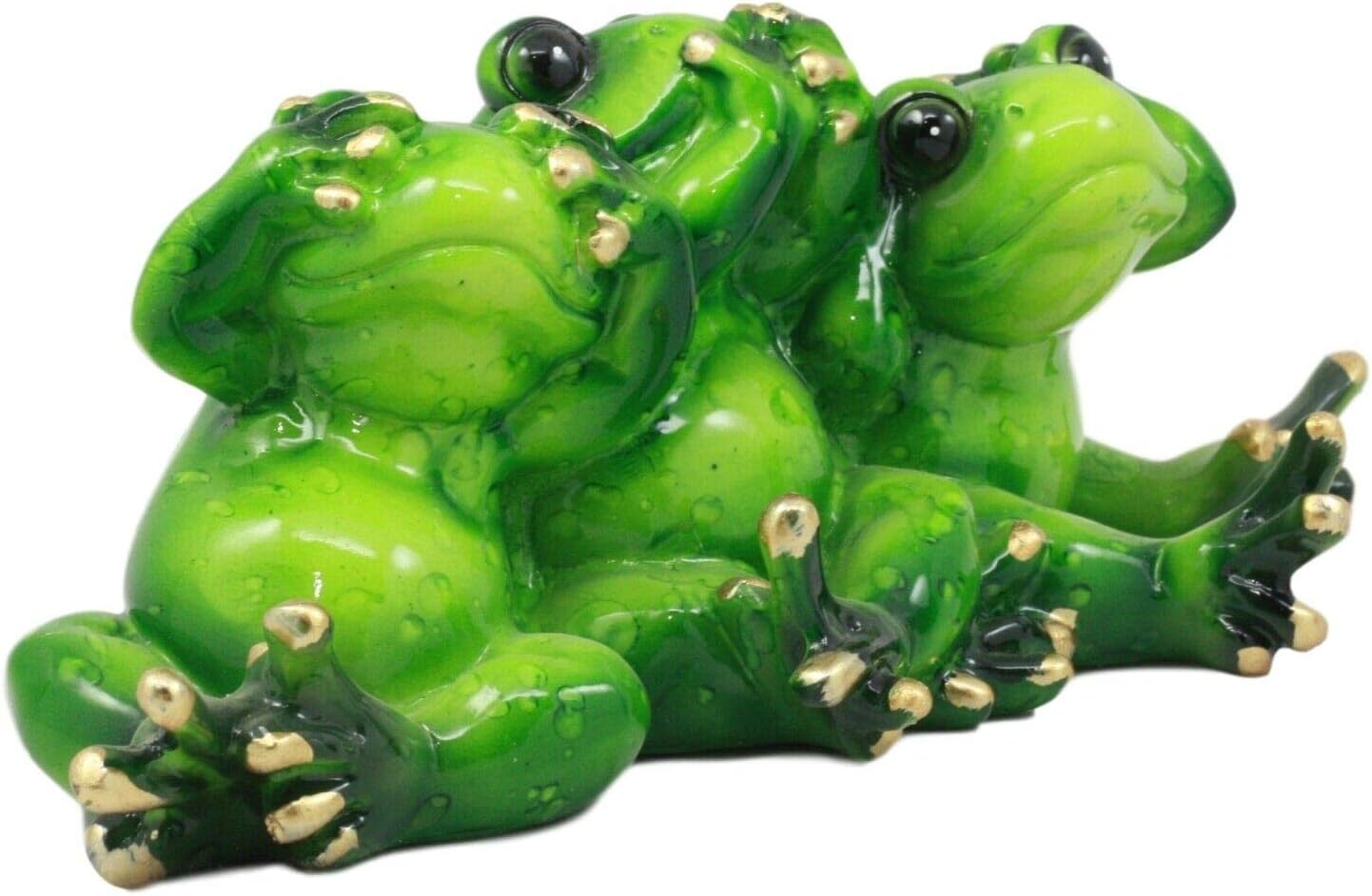 Glossy Green Whimsical See Hear and Speak No Evil Trio Frogs Figure 7.5