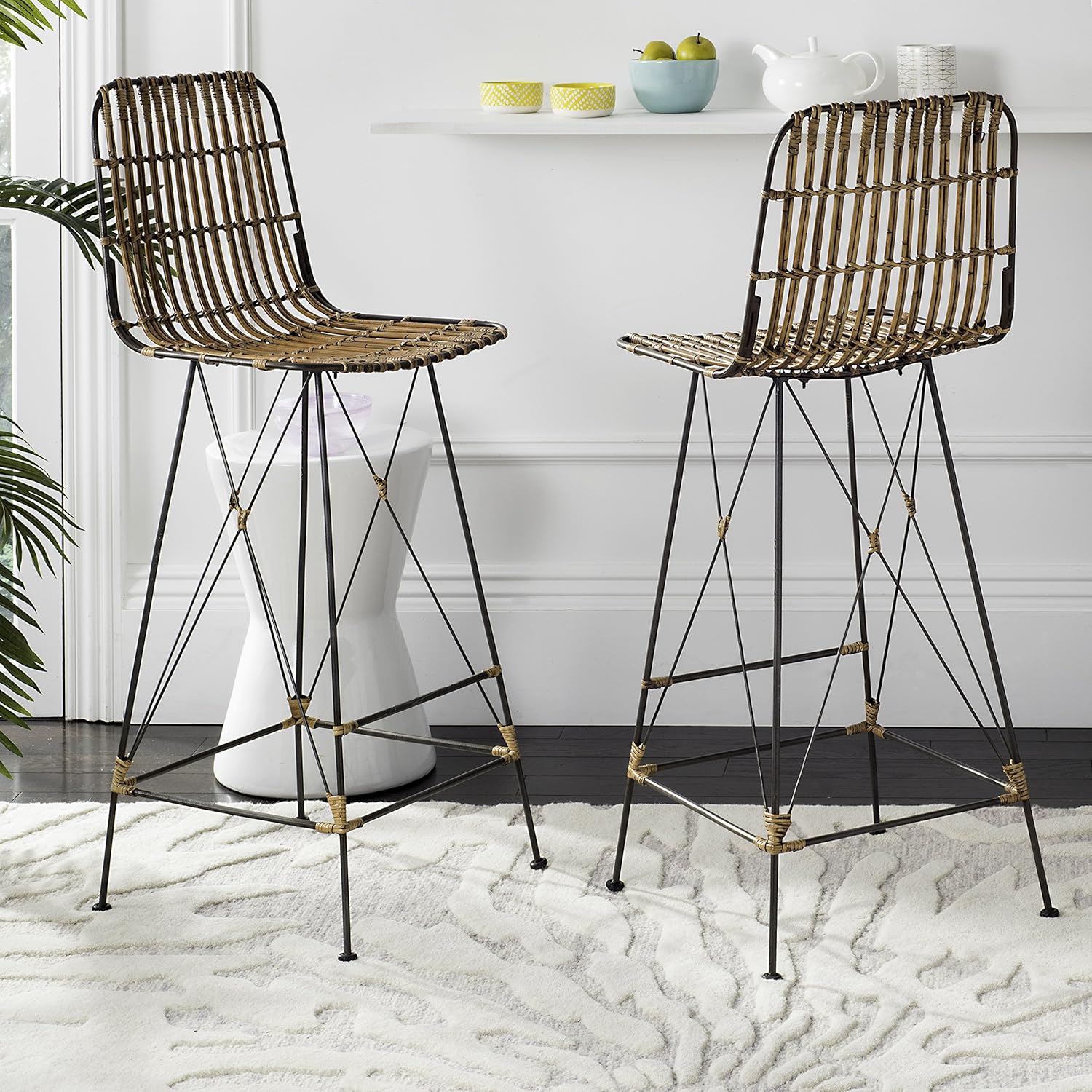 Safavieh Minerva Bar Stool Natural/Black