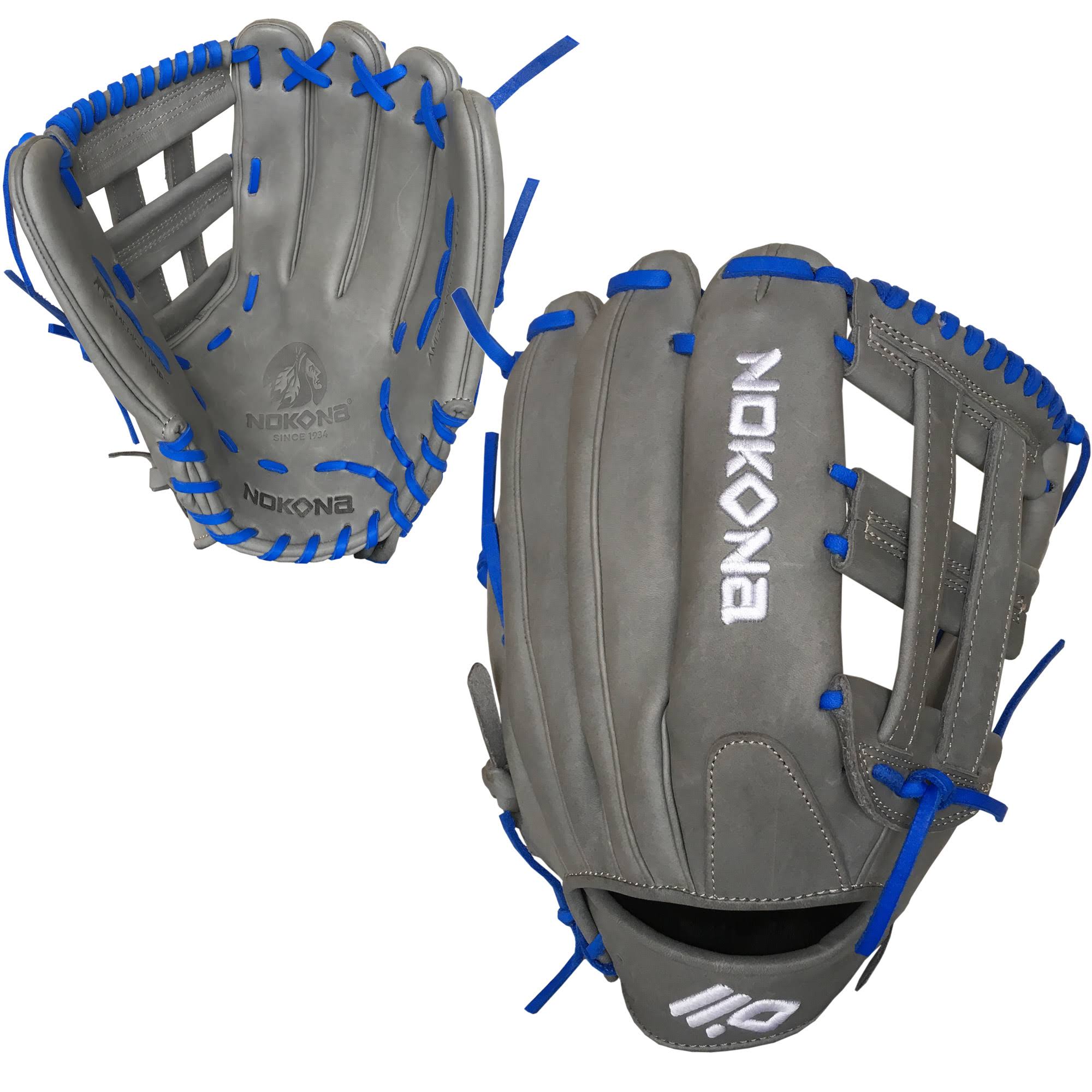 Nokona AmericanKip Gray H-Web 12.75 inch A-1275H-GR Ry Baseball Glove (Royal Lacing)