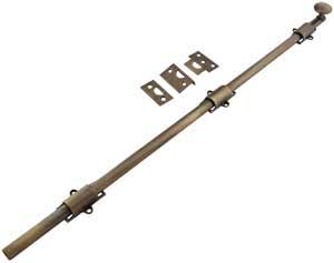 24-Inch Traditional Style Solid Brass Surface Bolt in Antique-By-Hand