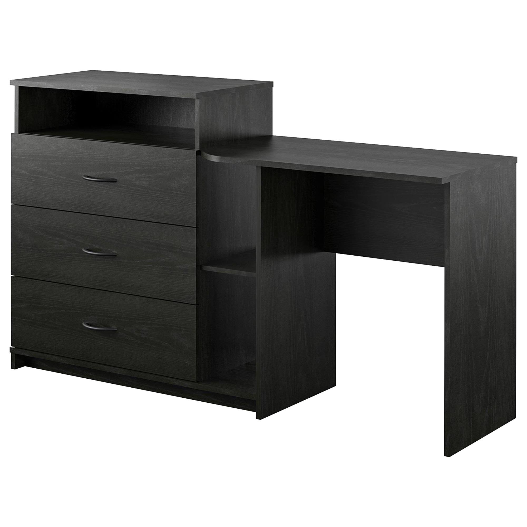 Ameriwood Home Suli 3-in-1 Dresser, Desk, and Media Console in Black Oak