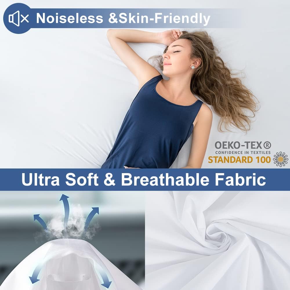 PAMYO Mattress Protector – Waterproof, & Ultra Soft Breathable Bed Mattress Cover for Protection Pack of 2 (Queen) Pack of 2