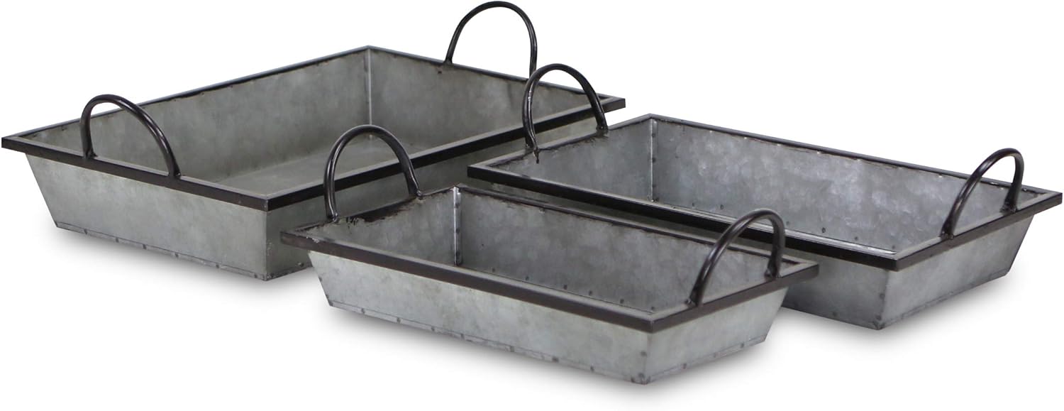 Cheung's FP-4002-3 Metal Tapered Tray with Metal Side Handles| Set of 3 Pack of 2