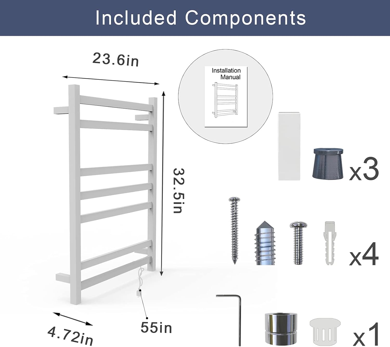 bbee.tech Heated Towel Rack, Towel Warmer, Wall Mounted hot Towel Warmer for Bathroom, Hardwired or Plug-in Models