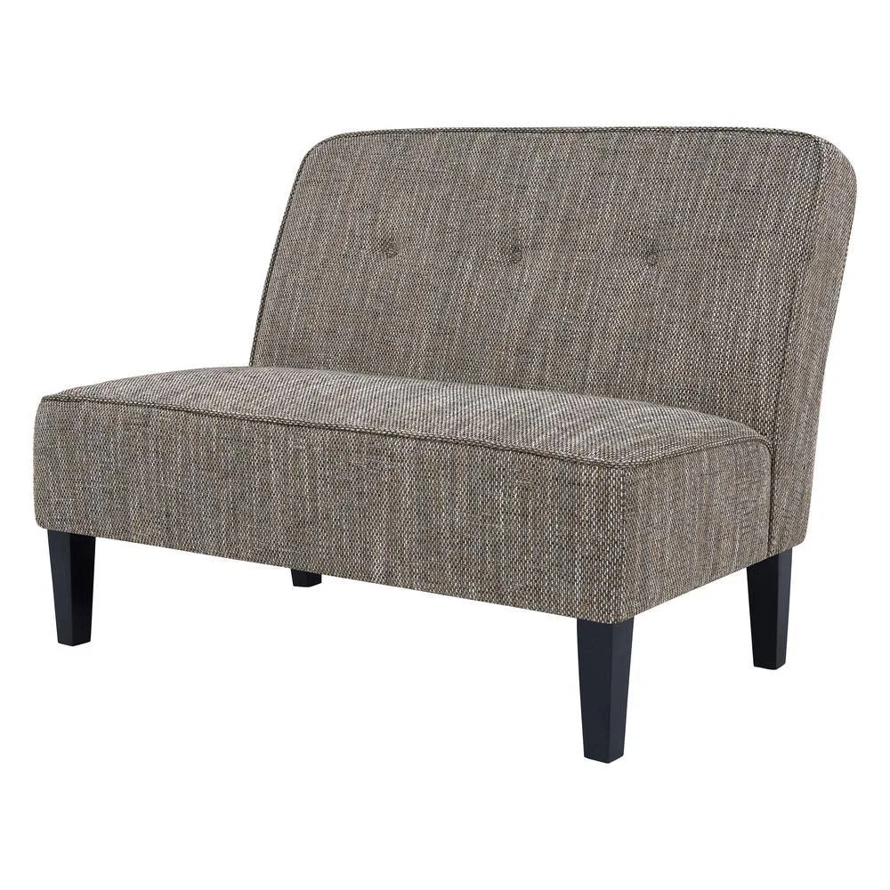 Reames Black, White and Tan Tweed Button Tufted Settee