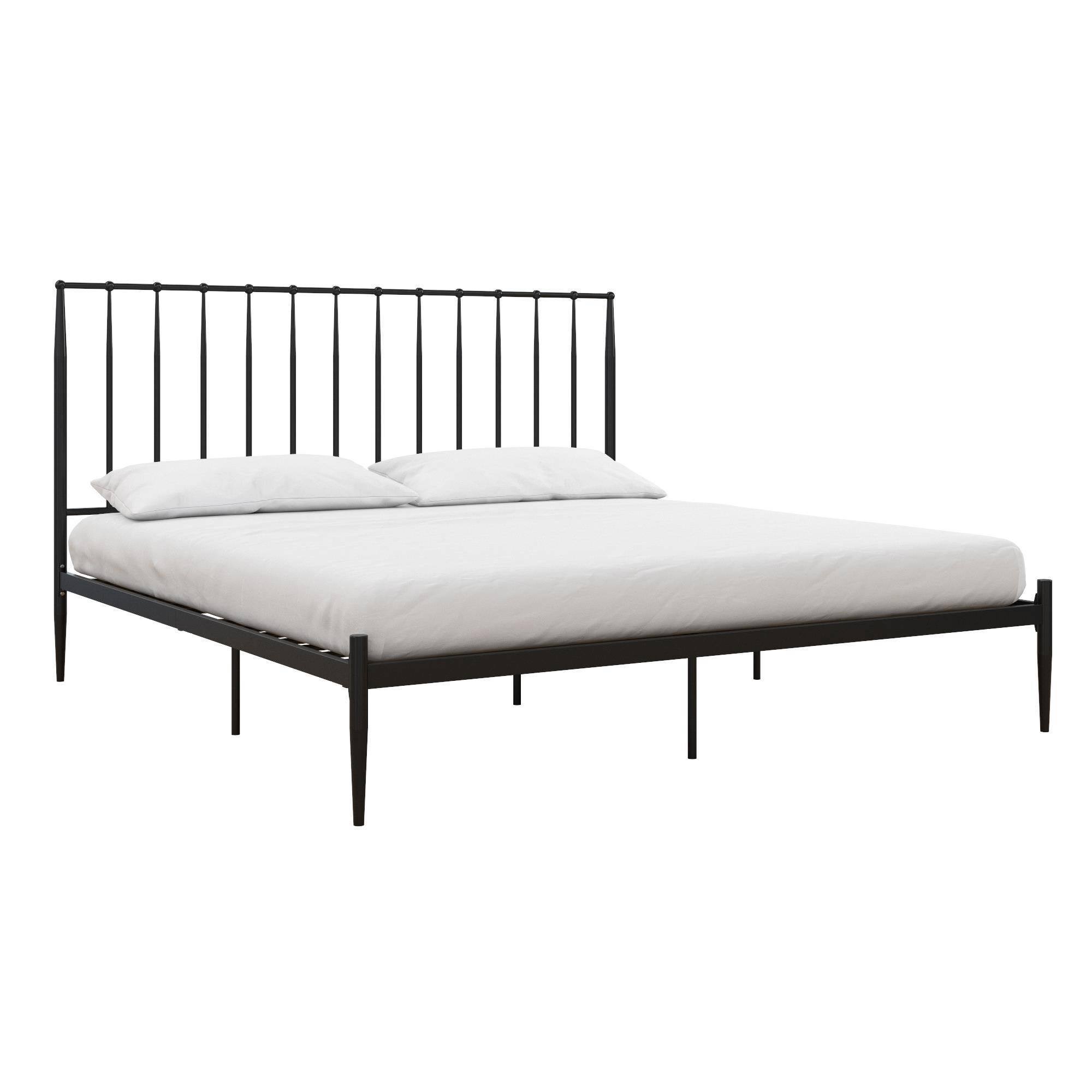 King GIA Mid-Century Modern Metal Bed Black - Room u0026 Joy