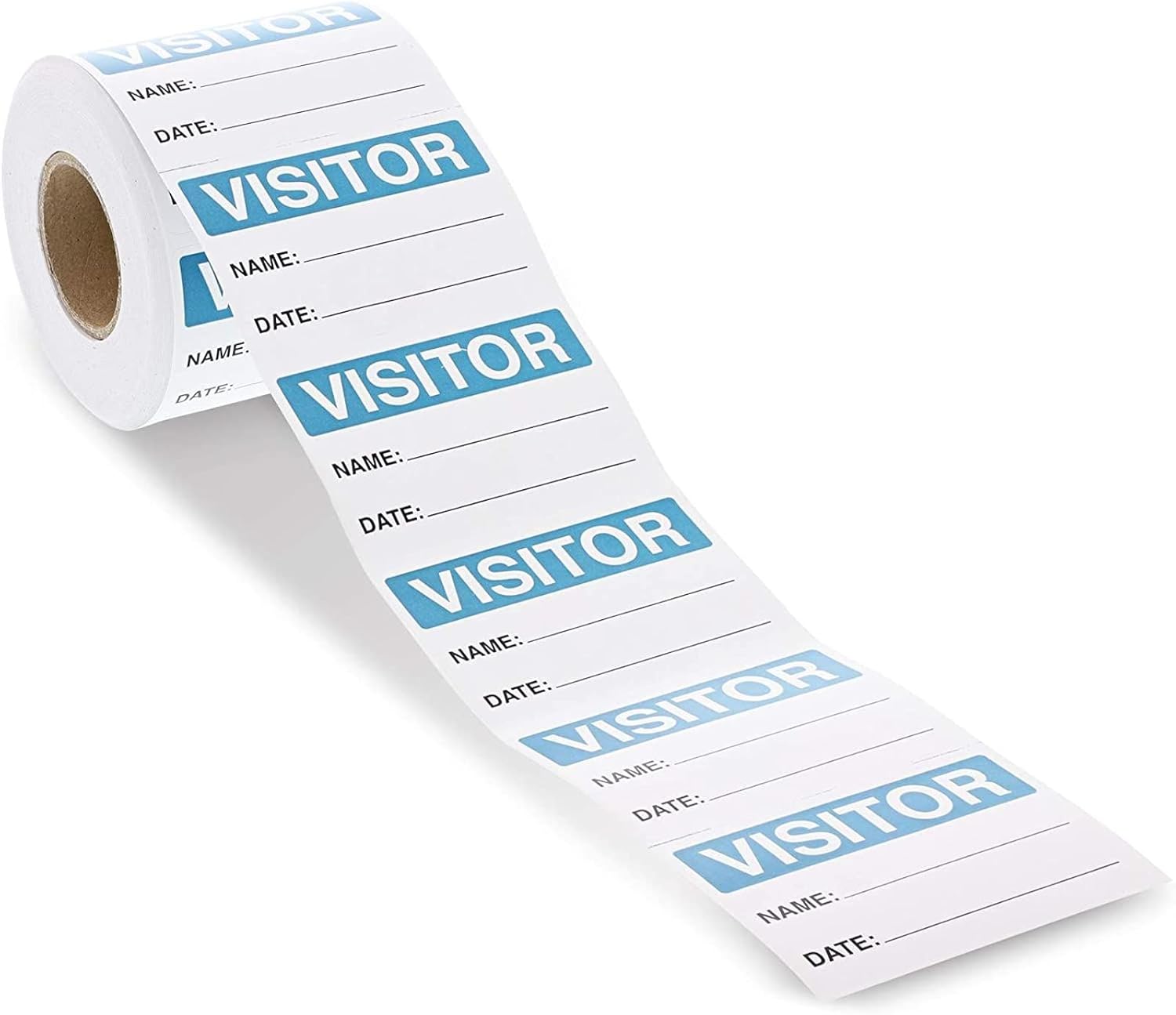 Visitor Sticker - 500-Count Name Label Sticker, Identification Sticker Roll for Vistor Pass at School, Daycare, Hospital, Clinic, Museum, Business, Blue and White, 3 x 2 Inches Pack of 2