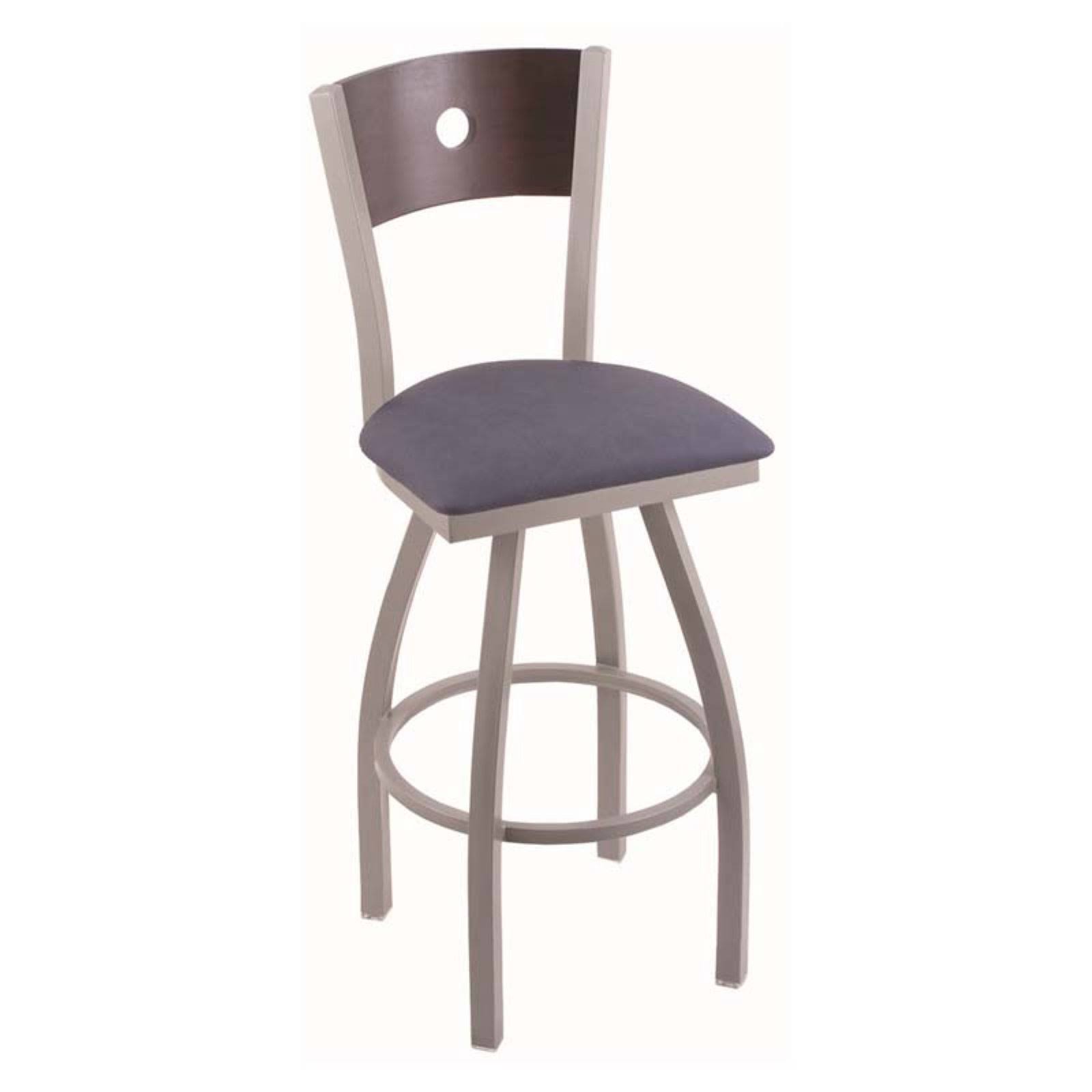 Holland Bar Stool 830 Voltaire 25x22 Counter Stool with Anodized Nickel Finish, Rein Bay SEAT, Natural Oak BACK, and 360 Swivel
